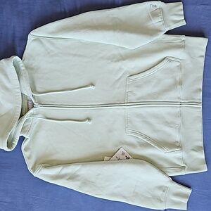 Aritzia TNA Cozy Fleece Boyfriend Zip Hoodie Brushed Green XS